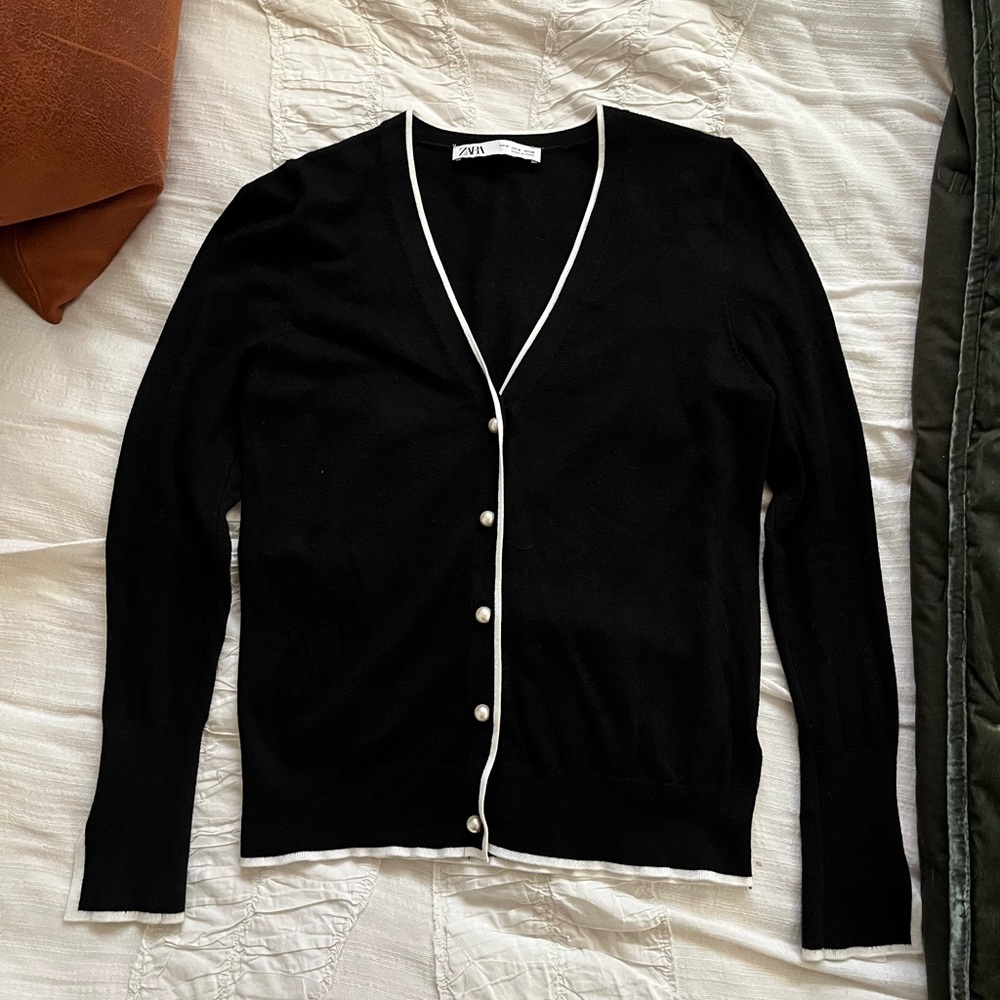 Zara Button Down Knit Sweater Medium - image 7